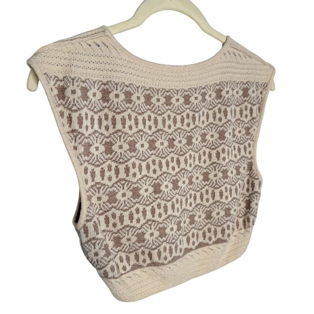Intimately Free People Beige Crochet Knit Sleeveless Crop Top, S - Picture 4 of 7